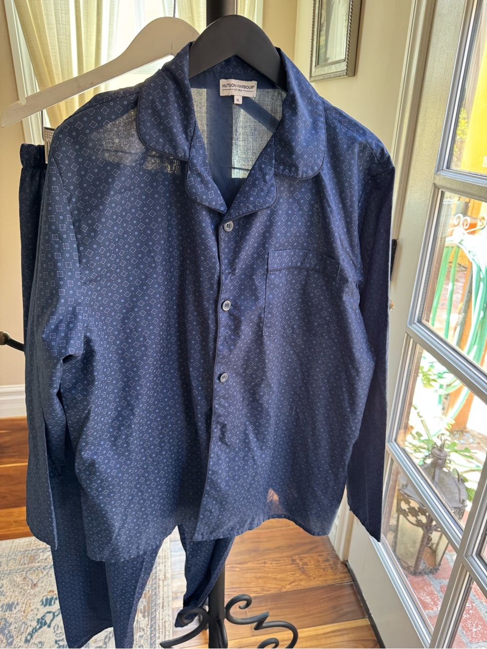 Hutson Harbour Men’s Navy Printed Pajama Shirt Pants Size XL